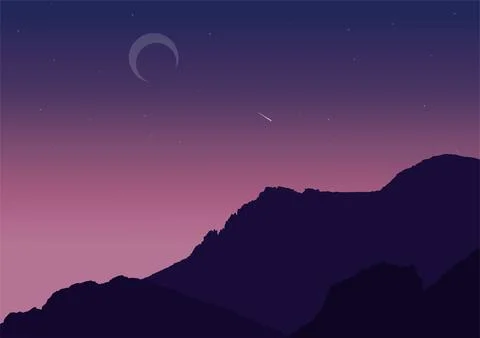 Mountains landscape in the night vector Stock Illustration