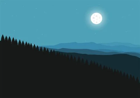Mountains landscape in the night vector Stock Illustration