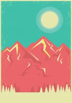 Mountains landscape poster background for text.Vector landscape Stock Illustration