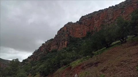 Mountains Landscape with Red Cliffs near Taza, Morocco Stock Footage 332620962