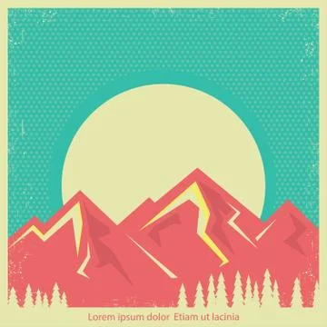 Mountains landscape retro background for text Stock Illustration