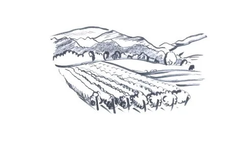 Mountains landscape sketch Illustrazione stock