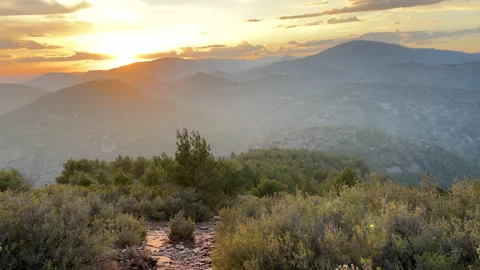 Mountains landscape on sunset. Stock Footage 252736672