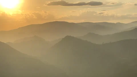 Mountains landscape on sunset. Mountain view from Mola De Segart Stock Footage 252805375