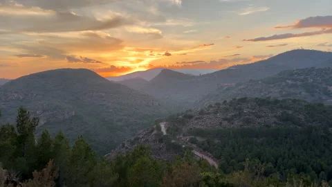 Mountains landscape on sunset. Mountain view from Mola De Segart Stock Footage 252806635
