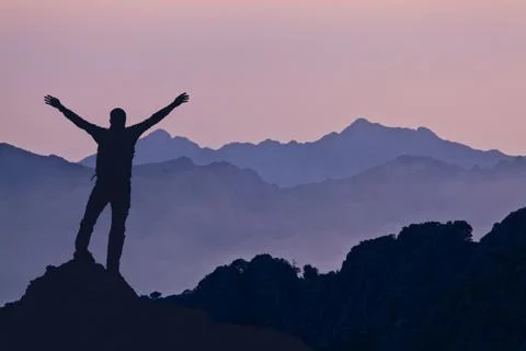 Mountains landscape, sunset Stock Photos