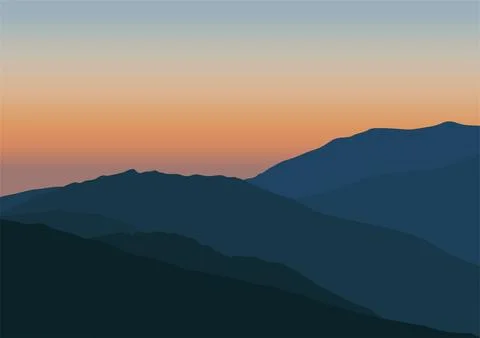 Mountains landscape in sunset vector Illustrazione stock
