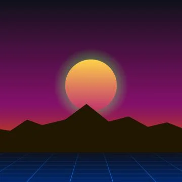 Mountains landscape under evening or morning sun Stock Illustration
