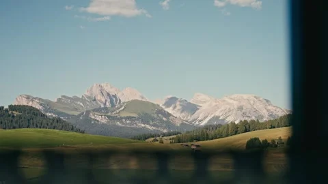 Mountains Landscape View over Lush Green Alpine Meadows in Summer Season Stock Footage 331166178