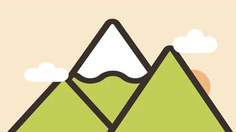 Mountains  landscape with white clouds and sun. cartoon animation background Stock Footage 136633859