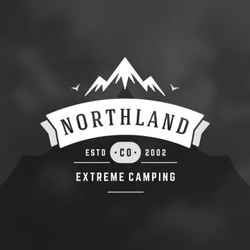 Mountains logo emblem vector illustration. Stock Illustration