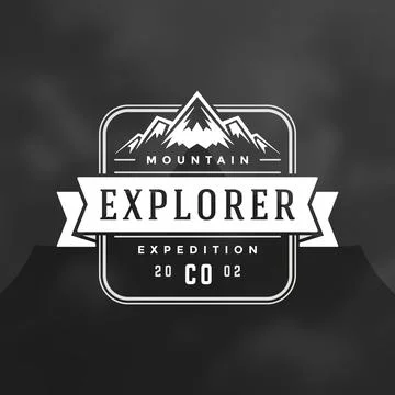 Mountains logo emblem vector illustration. Stock Illustration