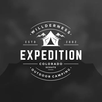 Mountains logo emblem vector illustration. Stock Illustration