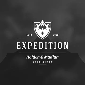 Mountains logo emblem vector illustration. Stock Illustration