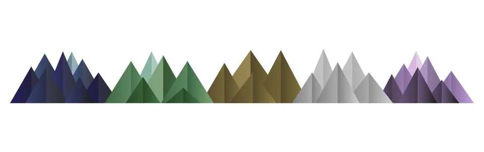 Mountains low poly style set. Polygonal shapes Stock Illustration