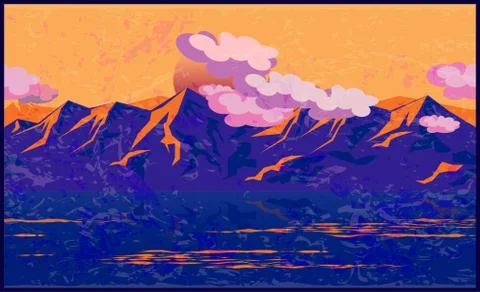 Mountains in the manner of Impressionism Illustrazione stock