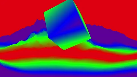 Mountains with Monument Psychedelic - Cube 動画素材 145709936