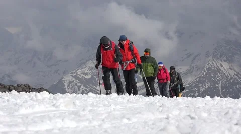 Mountains, nature, eco The mountains. Thrust exercise path to success. Elbrus Stock Footage 52363956