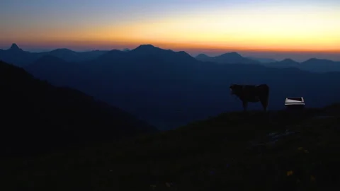 Mountains at night after sunset Видео 138320363