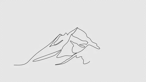 Mountains one line drawing animation. Video clip with alpha channel. Video stock 257954926