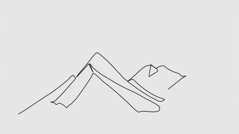 Mountains one line drawing animation. Video clip with alpha channel. Video stock 257955207