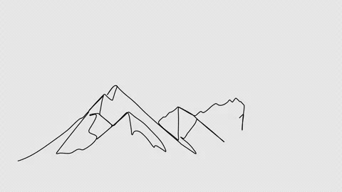Mountains one line drawing animation. Video clip with alpha channel. Video stock 257955497