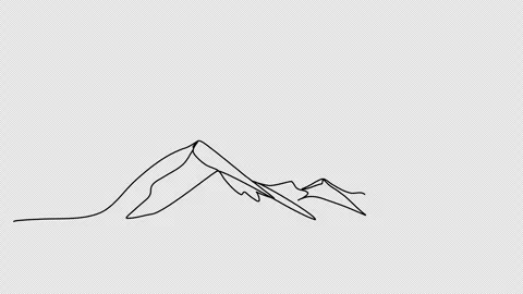 Mountains, one line drawing animation. Video clip with alpha channel. Video stock 259075764