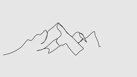 Mountains, one line drawing animation. Video clip with alpha channel. Stock Footage 259075873
