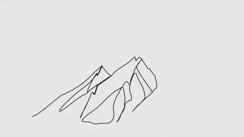 Mountains, one line drawing animation. Video clip with alpha channel. Video stock 259077254