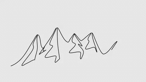 Mountains, one line drawing animation. Video clip with alpha channel. Stock Footage 264901352