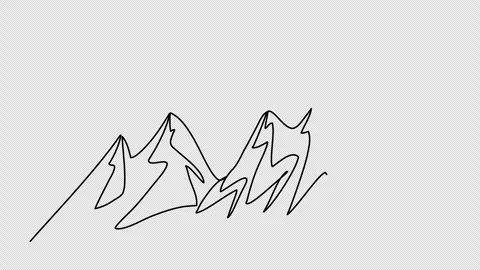Mountains, one line drawing animation. Video clip with alpha channel. Stock Footage 264902317
