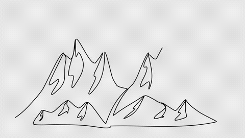 Mountains, one line drawing animation. Video clip with alpha channel. Stock Footage 264904158