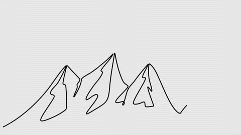 Mountains, one line drawing animation. Video clip with alpha channel. Stock Footage 264904724