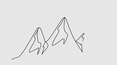 Mountains, one line drawing animation. Video clip with alpha channel. Stock Footage 264905658