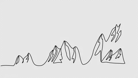 Mountains, one line drawing animation. Video clip with alpha channel. Stock Footage 264910940