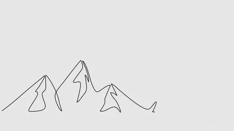 Mountains, one line drawing animation. Video clip with alpha channel. Video stock 270715455