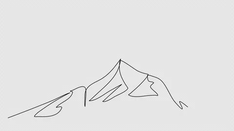 Mountains, one line drawing animation. Video clip with alpha channel. Stock Footage 271735636
