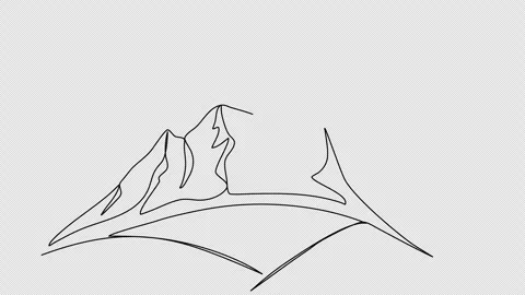 Mountains, one line drawing animation. Video clip with alpha channel. Stock Footage 273613798