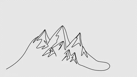 Mountains, one line drawing animation. Video clip with alpha channel. Stock Footage 308070158