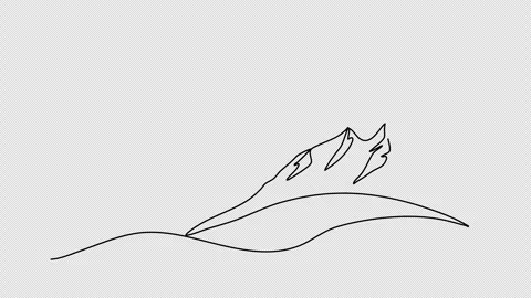 Mountains, one line drawing animation. Video clip with alpha channel. Stock Footage 309698919