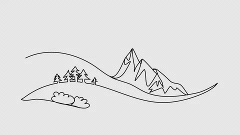 Mountains, one line drawing animation. Video clip with alpha channel. Stock Footage 309699142