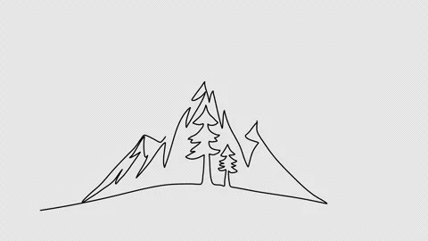 Mountains, one line drawing animation. Video clip with alpha channel. Stock Footage 312233645