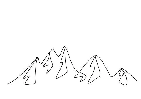 Mountains, one line drawing vector illustration. Stock Illustration
