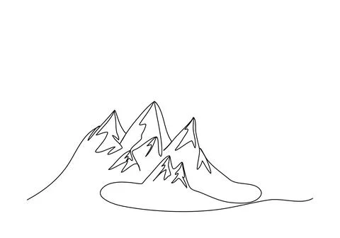 Mountains, one line drawing vector illustration. Stock Illustration