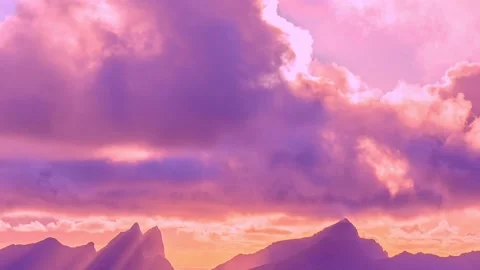 The Mountains Pink Clouds Cloud Sky Moving In Cloudy Sky. Stock Footage 227507647