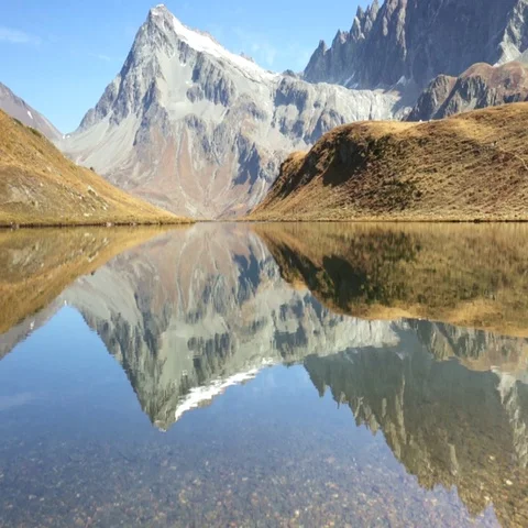 Mountains reflected on the lake Stock Footage 69344723