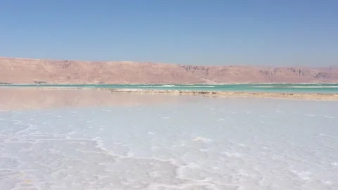 Mountains reflection over the Dead Sea Stock Footage 154879257
