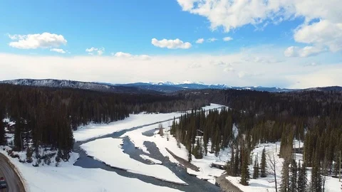 Mountains River Aerial Stock Footage 129049310