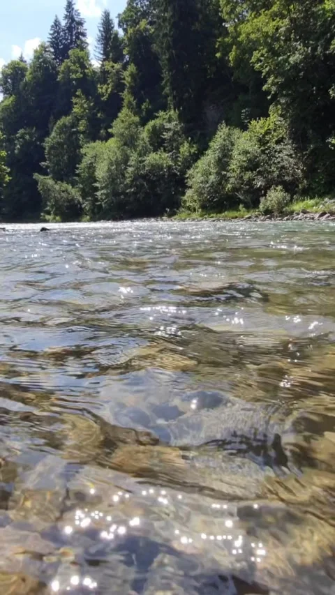 Mountains river clear water close up Stock Footage 171290044