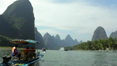 Mountains on a river Stock Footage 105453779